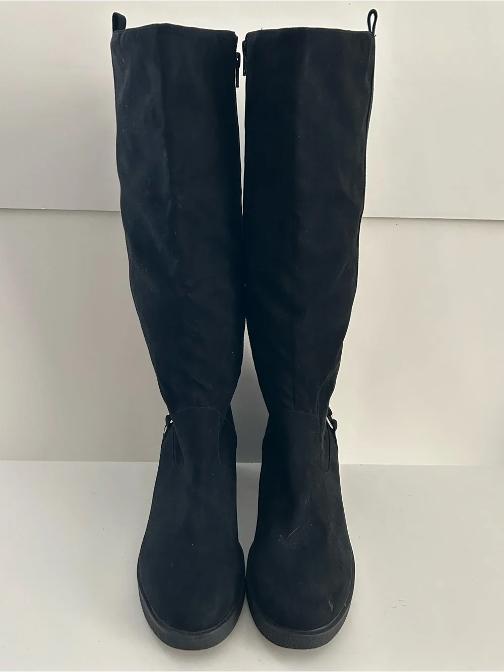 Style & Company Brettaa Knee-High Black Suede Block Heel Boots | Size 11